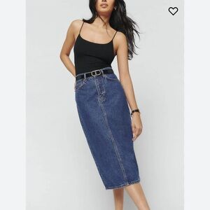 Reformation Jayde High Rise Denim Midi Skirt 29
